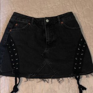 Top shop petite black moto skirt